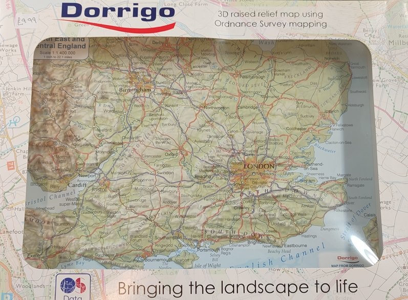 South East England - A4 Raised Relief Map - Dorrigo