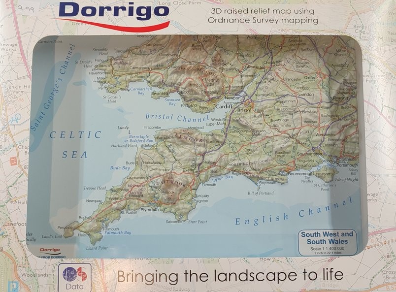 South West England - A4 Raised Relief Map - Dorrigo