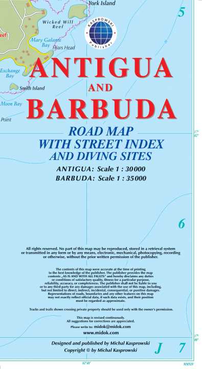Antigua (1/30 000) & Barbuda (1/35 000) - Kasprowski Map