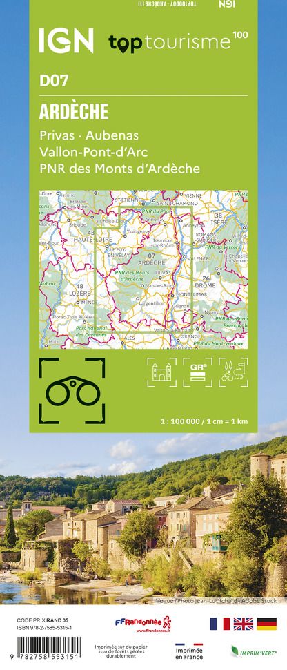 D07 - Ardeche - IGN Top 100 Tourist Map