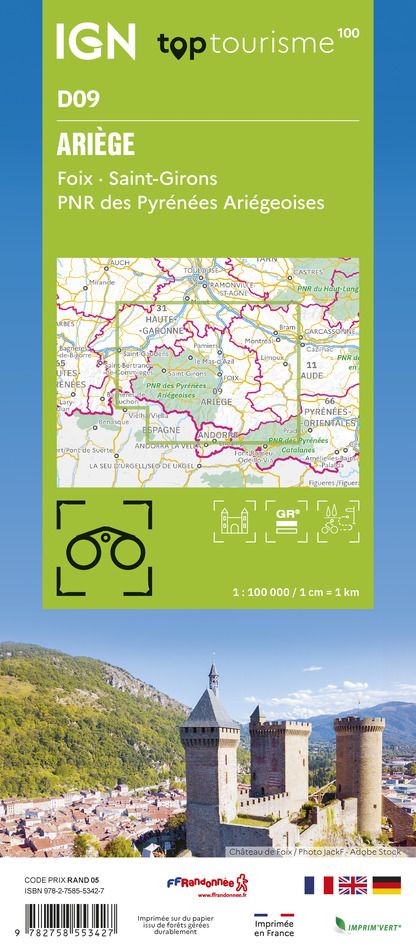 D09 - Ariege- IGN Top 100 Tourist Map