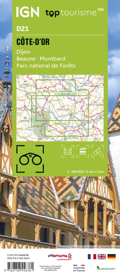 D21 - Cote-d'Or - IGN Top 100 Tourist Map