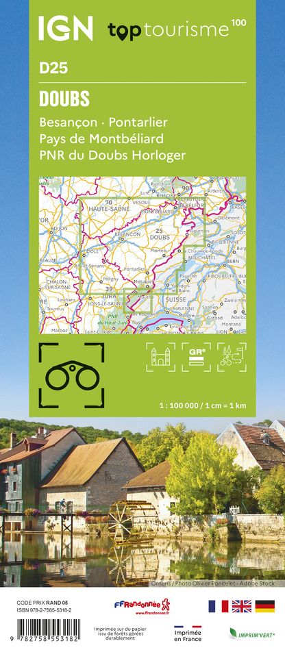 D25 - Doubs - IGN Top 100 Tourist Map