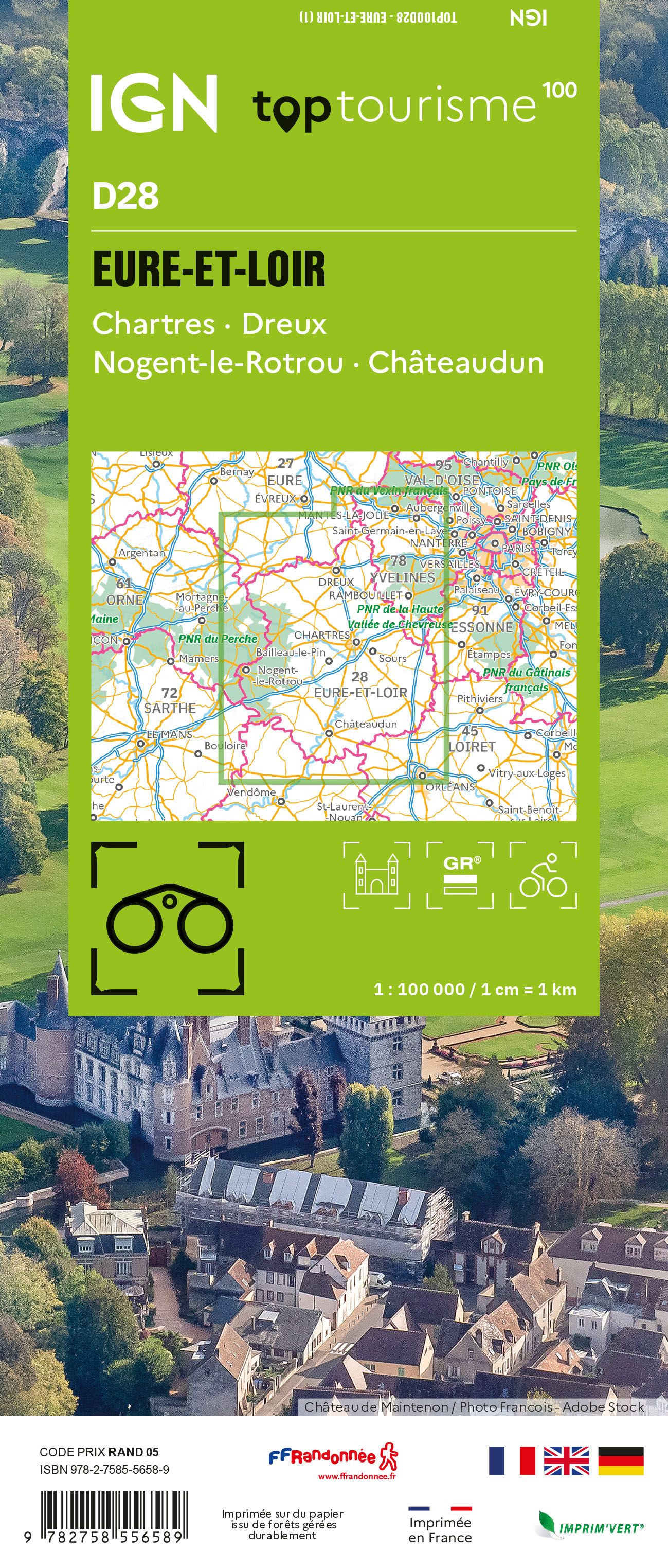 D28 - Eure-et-Loir - IGN Top 100 Tourist Map