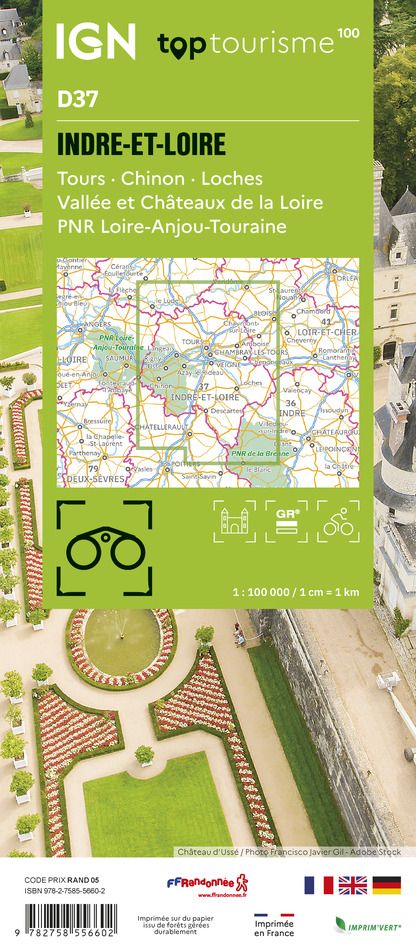 D37 - Indre-et-Loire - IGN Top 100 Tourist Map