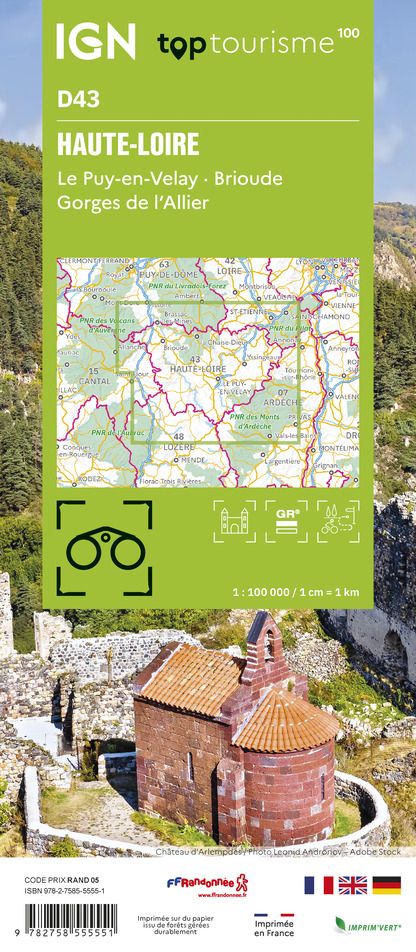 D43 - Haute-Loire - IGN Top 100 Tourist Map