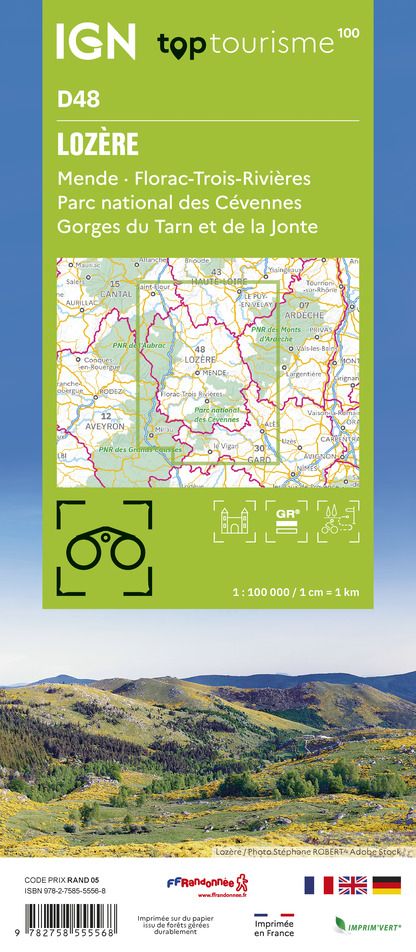 D48 - Lozere - IGN Top 100 Tourist Map