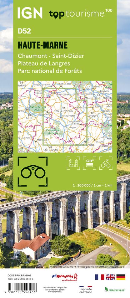 D52 - Haute-Marne - IGN Top 100 Tourist Map