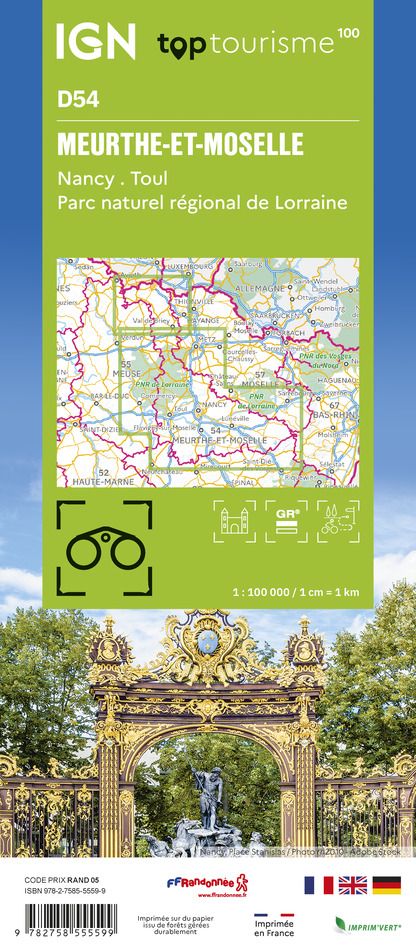 D54 - Meurthe-et-Moselle - IGN Top 100 Tourist Map