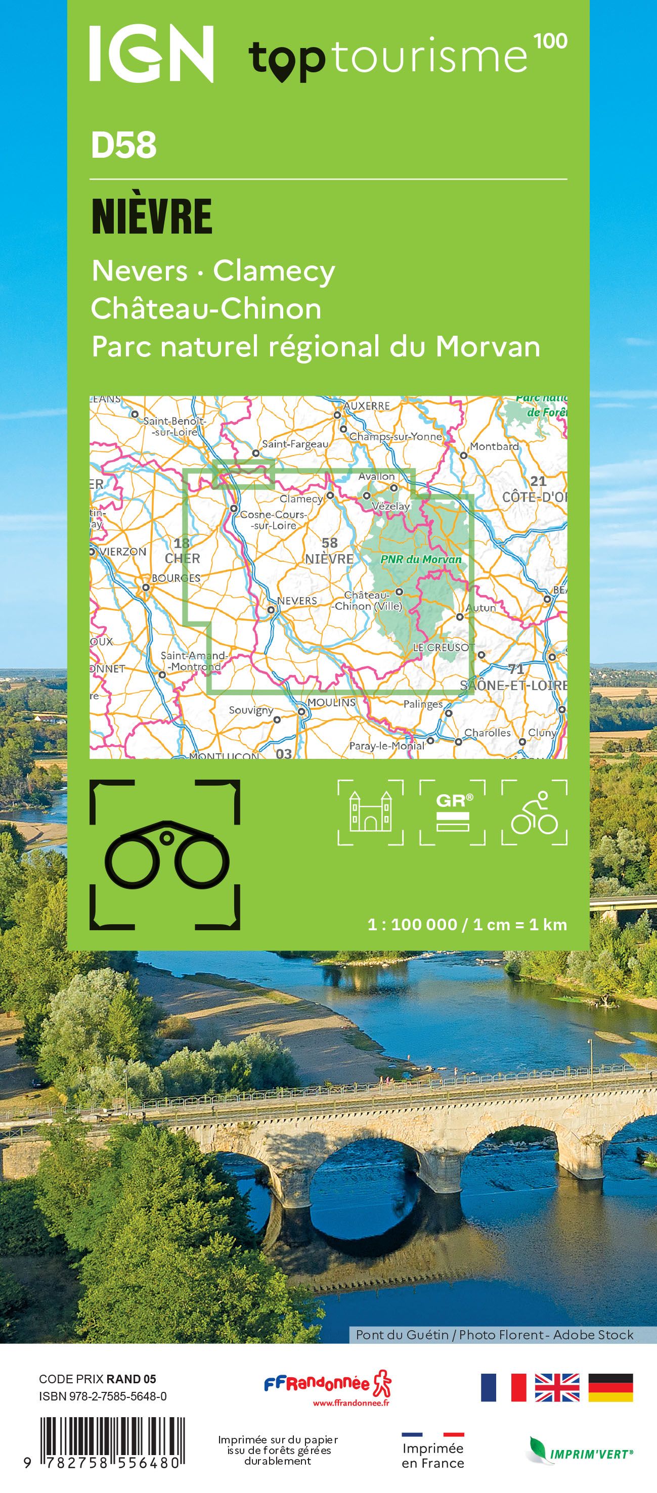 D58 - Nievre - IGN Top 100 Tourist Map