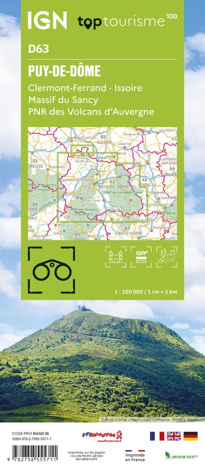 D63 - Puy-de-Dome - IGN Top 100 Tourist Map