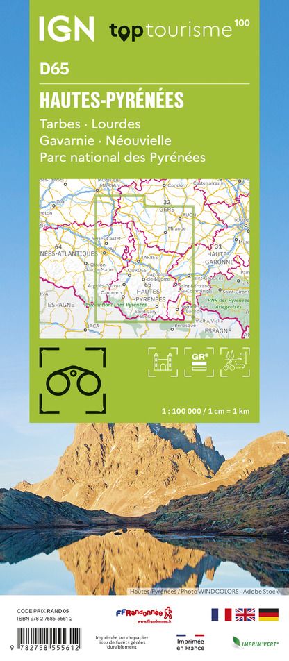 D65 - Hautes-Pyrenees - IGN Top 100 Tourist Map