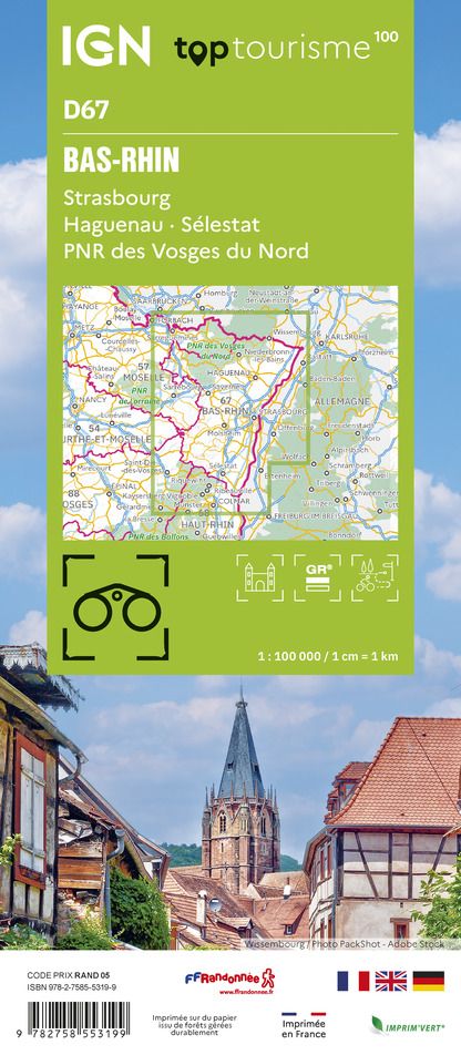 D67 - Bas-Rhin - IGN Top 100 Tourist Map