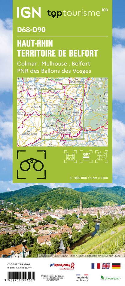 D68 - Haut-Rhin - IGN Top 100 Tourist Map