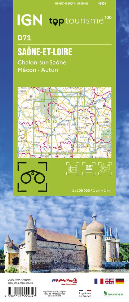 D71 - Saone-et-Loire - IGN Top 100 Tourist Map