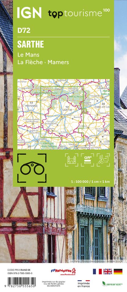 D72 - Sarthe - IGN Top 100 Tourist Map