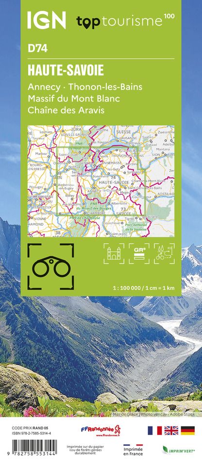 D74 - Haute-Savoie - IGN Top 100 Tourist Map
