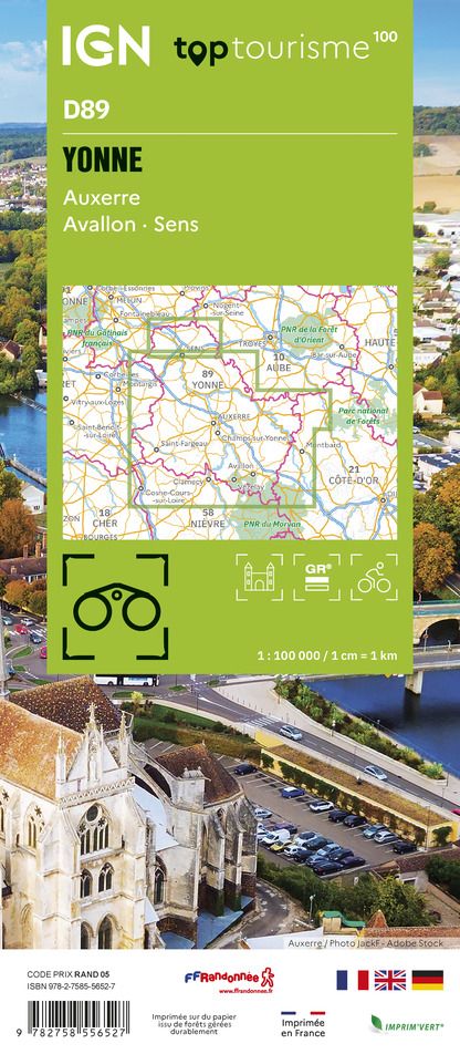 D89 - Yonne - IGN Top 100 Tourist Map