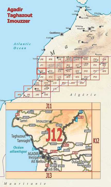 Huber Map No. J12 - Agadir, Taghazout & Imouzzer (Morocco)