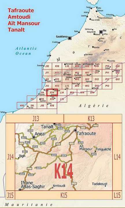 Huber Map No. K14 - Tafraoute Amtoudi, Ait Mansour & Tanalt (Morocco)
