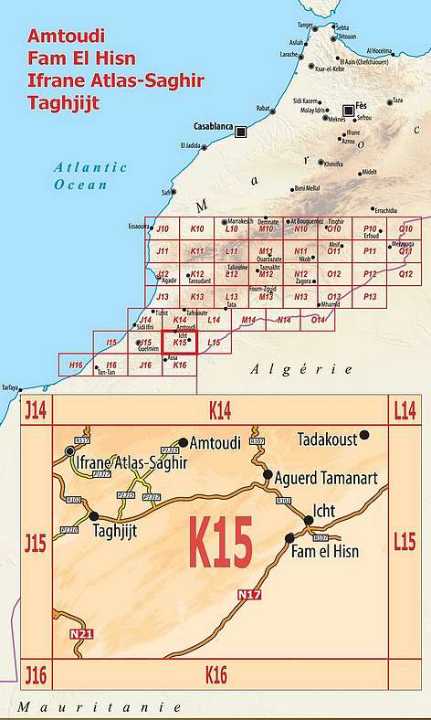 Huber Map No. K15 - Amtoudi, Fam El Hisn, Ifrane, Taghjijt (Morocco)