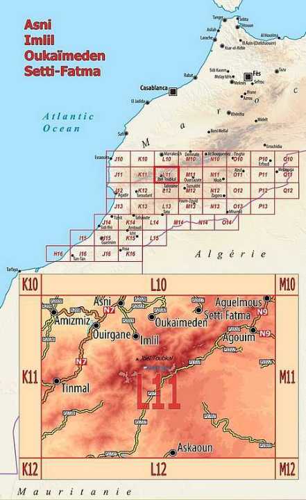 Huber Map No. L11 - Asni, Imlil, Oukaimeden, Setti-Fatma (Morocco)