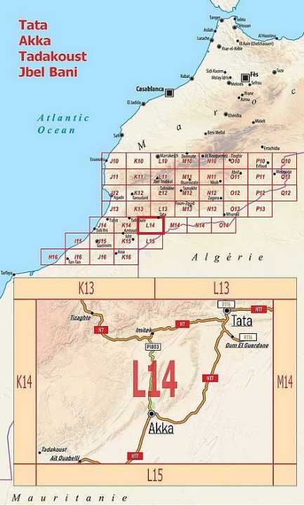 Huber Map No. L14 - Tata, Akka, Tadakoust, Jbel Bani (Morocco)