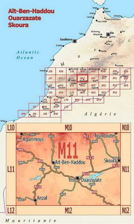 Huber Map No. M11 - Ait Ben Haddou, Ouarzazate, Skoura (Morocco)