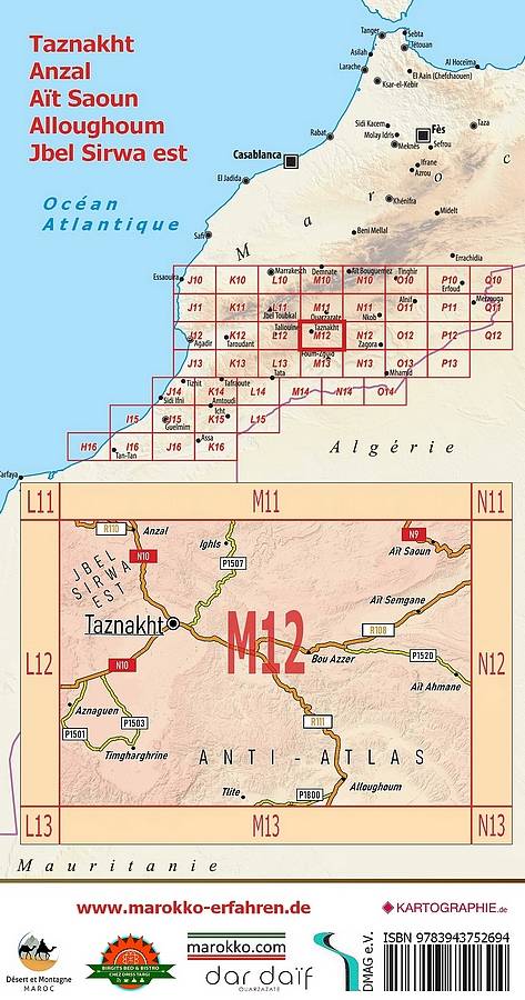 Huber Map No. M12 - Tazenakht/Anzal/Art Saoun/Alloughoum/Jebel Sirwa