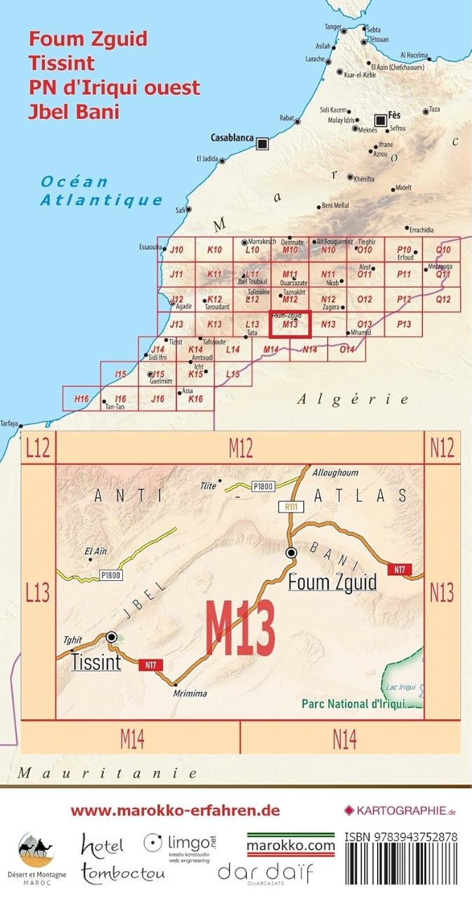 Huber Map No. M13 - Foum Zguid, Tissint, PN d'Iriqui, ouest Jbel Bani