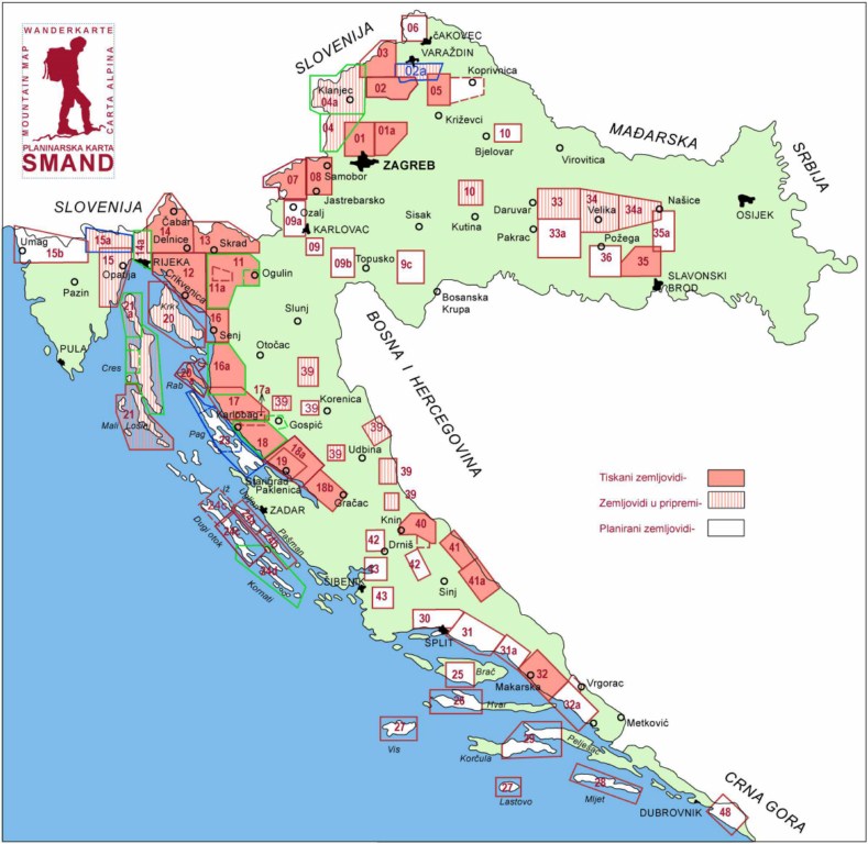 mapa hrvatske i srbije Croatia   Buy Maps and travel guides online mapa hrvatske i srbije