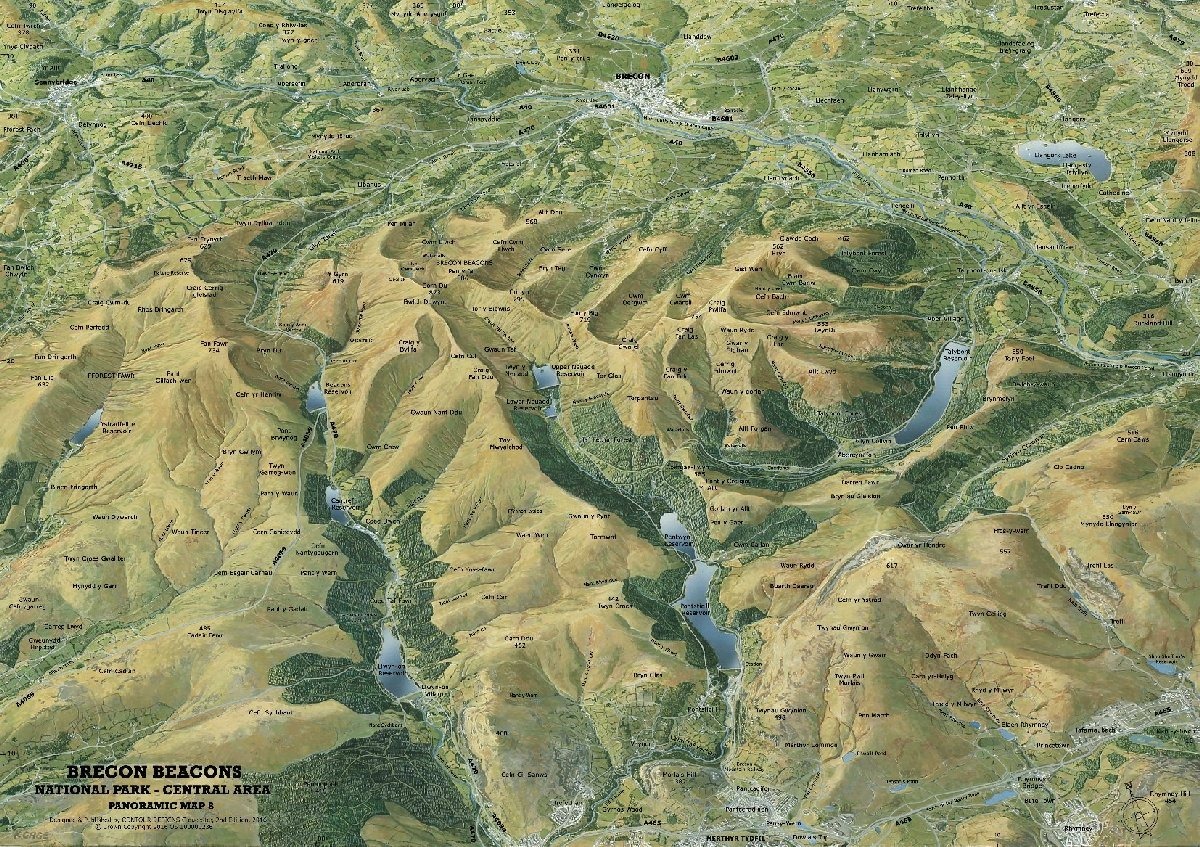 The Black Mountains Wales Map Wales Panoramic Mapping - Buy Online